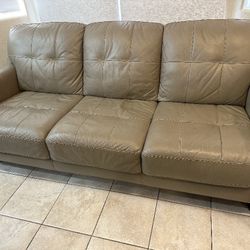 Taupe Leather Couch 