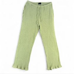 Billabong Good Catch Ribbed Wide Leg Pants Sage Green Avo Drawstring Womens size Small