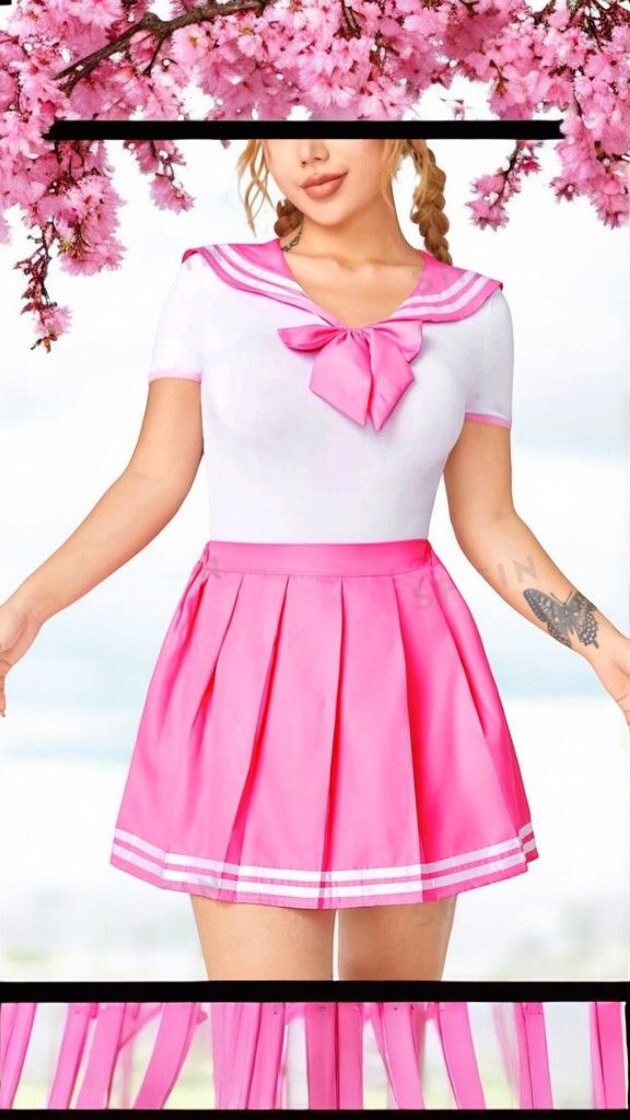ROMWE J-Fashion Sailor Collar Bodysuit & Pleated Skirt Lingerie Playset