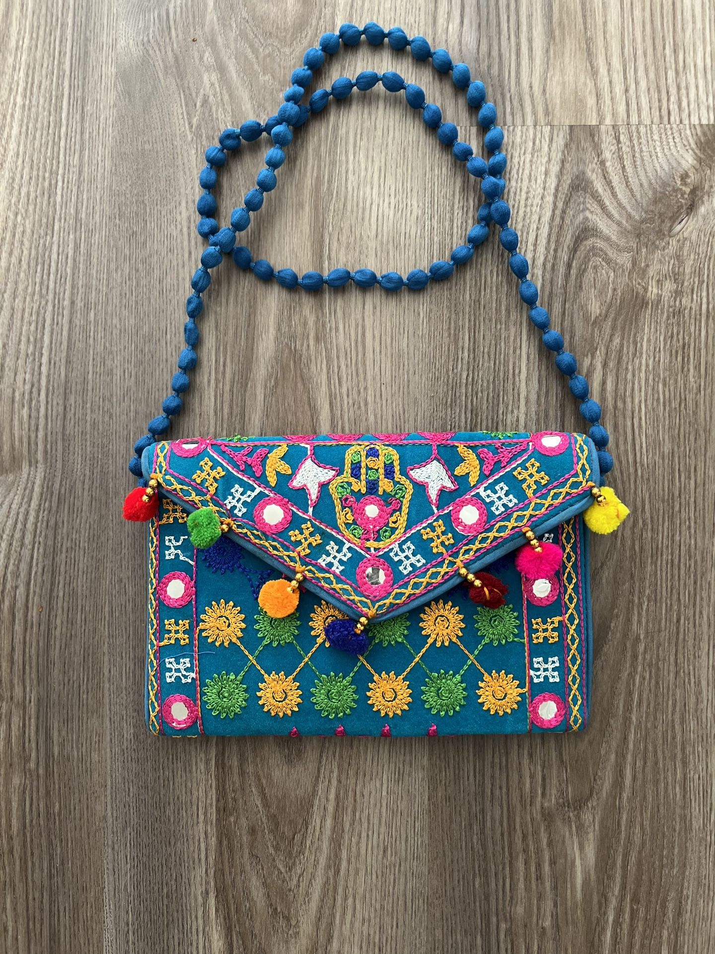 New With No Tag Blue/green Background Colorful Embodied Purse /Clutch