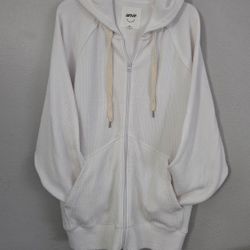Aerie White Oversized Hoodie Jacket
