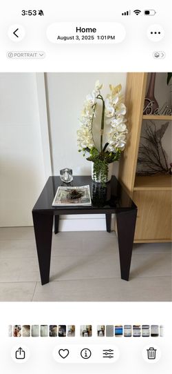 Side table with glass