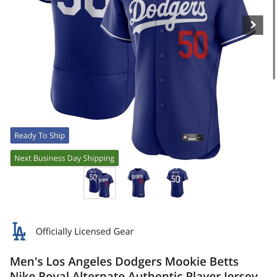 Nike Men's Mookie Betts Los Angeles Dodgers Home Authentic Player Jersey