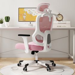 Pink Ergonomic Office Chair Adjustable Headrest