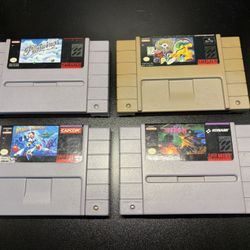SNES Super Nintendo Games Lot Of 4, Tested And Working, Mega Man X, Gradius 3, pilot wings, Mohawk and headphone jack