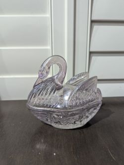 Vintage Iridescent Swan Trinket Holder
