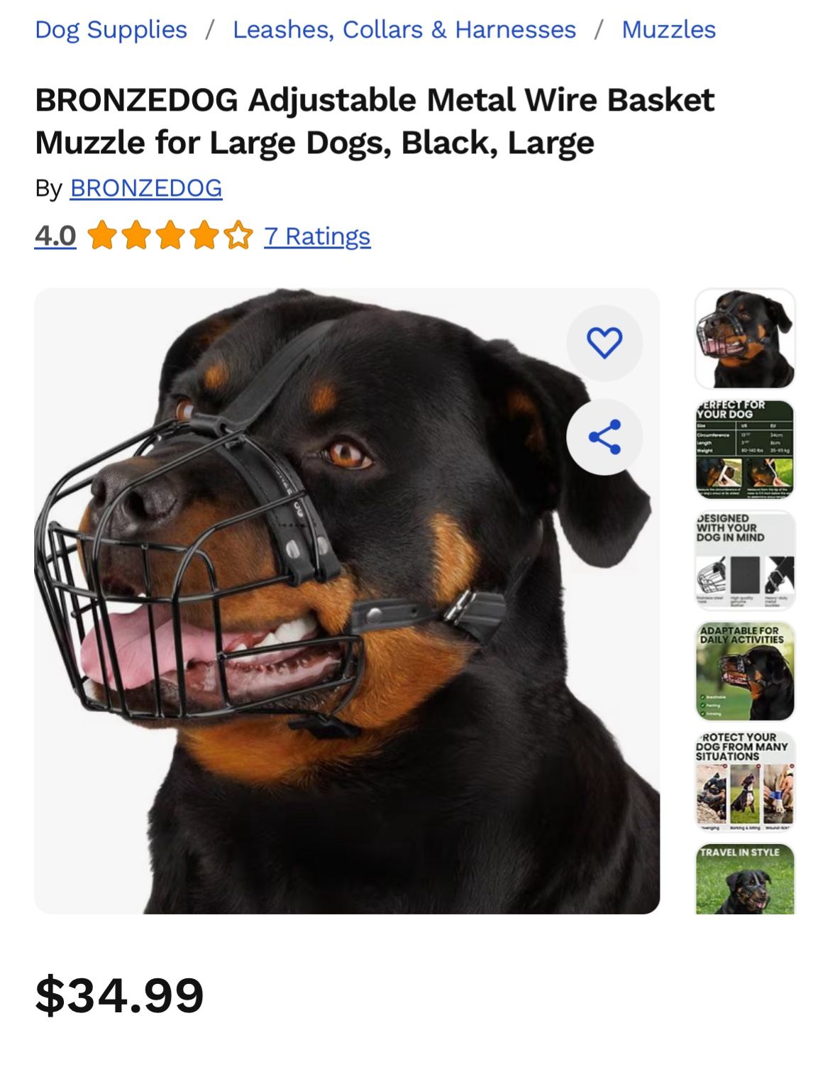 Large Breed Dog Muzzle