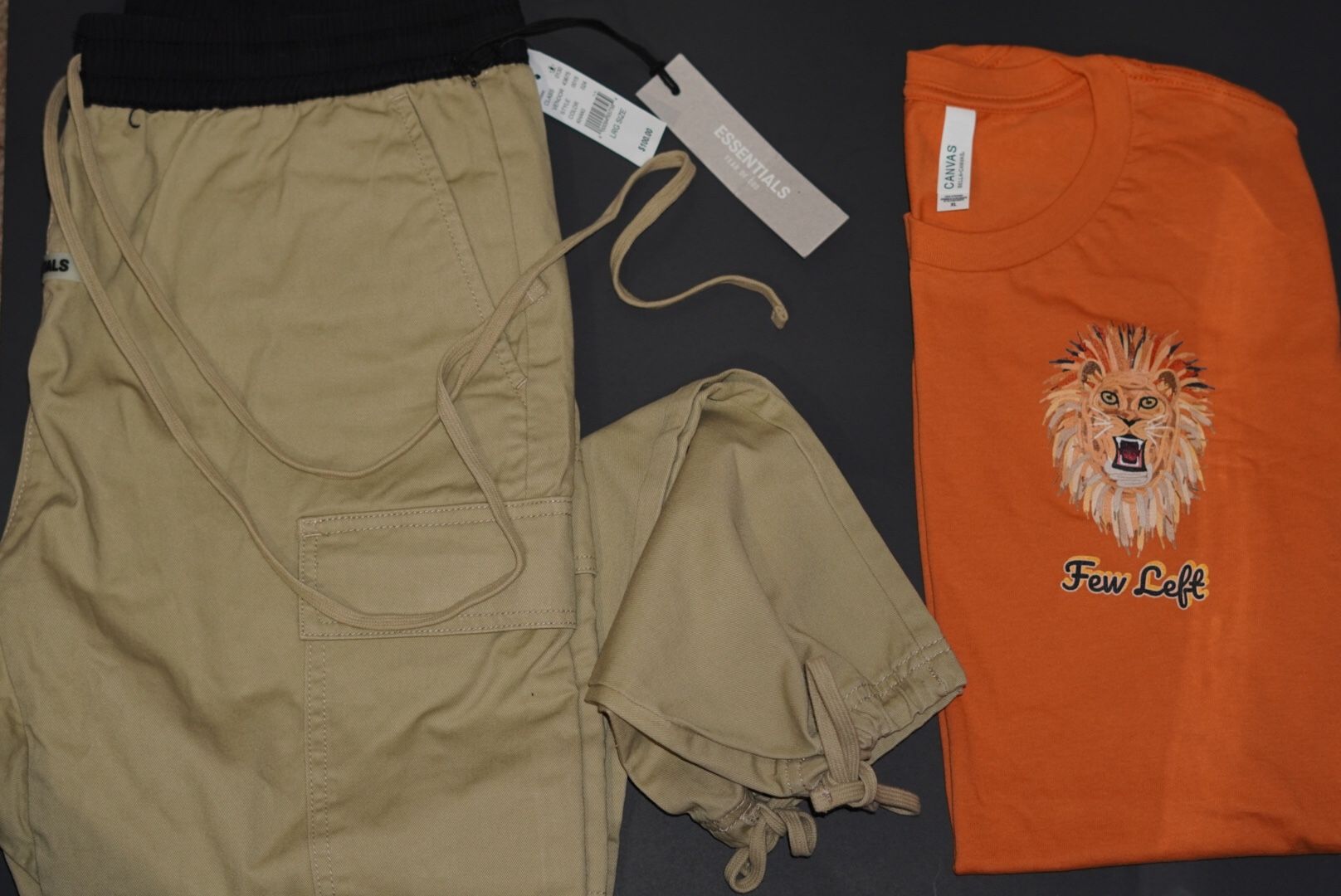 FOG ESSENTIALS CARGO PANT SIZE L fits 32 or 34 waist. Brand new