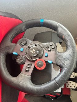 PlayStation gaming seat with steering wheel