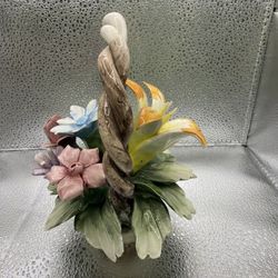 VINTAGE Capodimonte Porcelain Flower Basket Centerpiece Made in ITALY