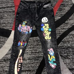 Damati Black Graphic Skinny Jeans