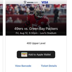 2 Tix To Packers @49ers