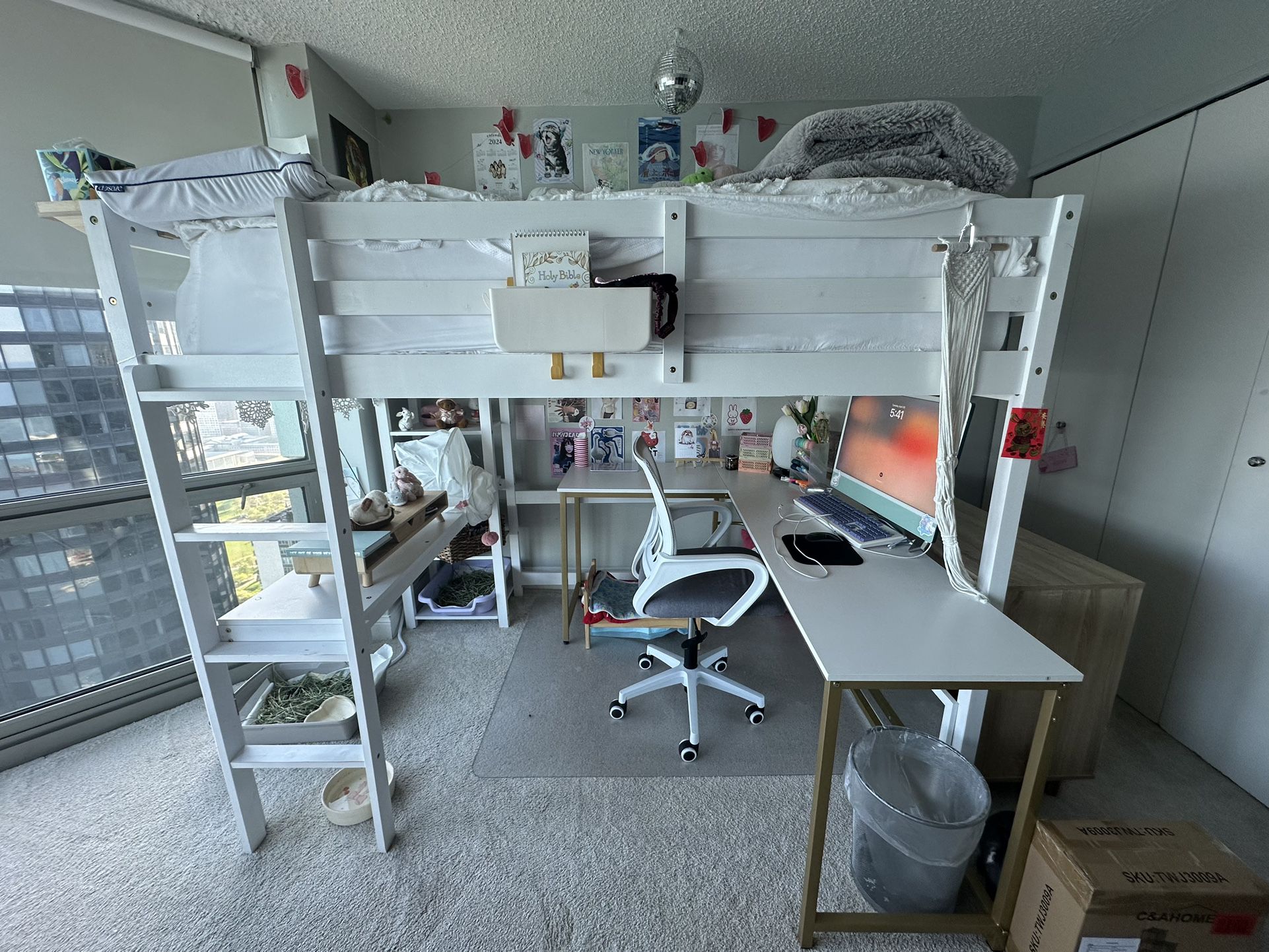 Bed, Desk, Chair And Dresser 