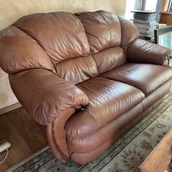 Leather couch and loveseat