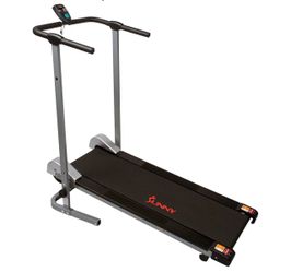 Brand New Sunny Health & Fitness Foldable Manual Walking Treadmill, Gray SF-T1407M