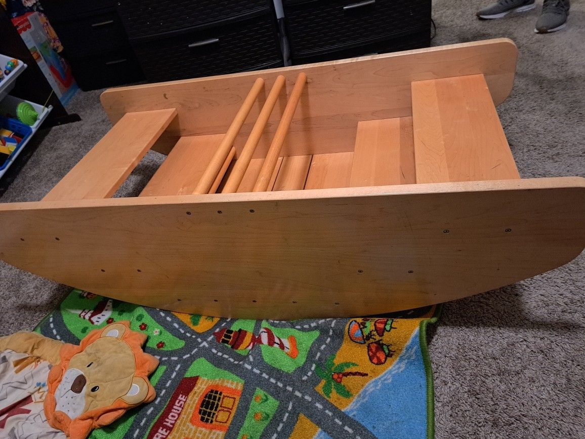 Wooden Rocking Boat & Step Up/Down Stairs