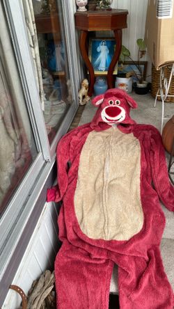 Adults costumes Halloween Sz. XL. Lotso strawberry the ToyStory. 3. Disney Pixar unisex hoodie jumpsuit