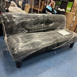 Mainstays Tufted Microfiber Futon, Black Faux Suede