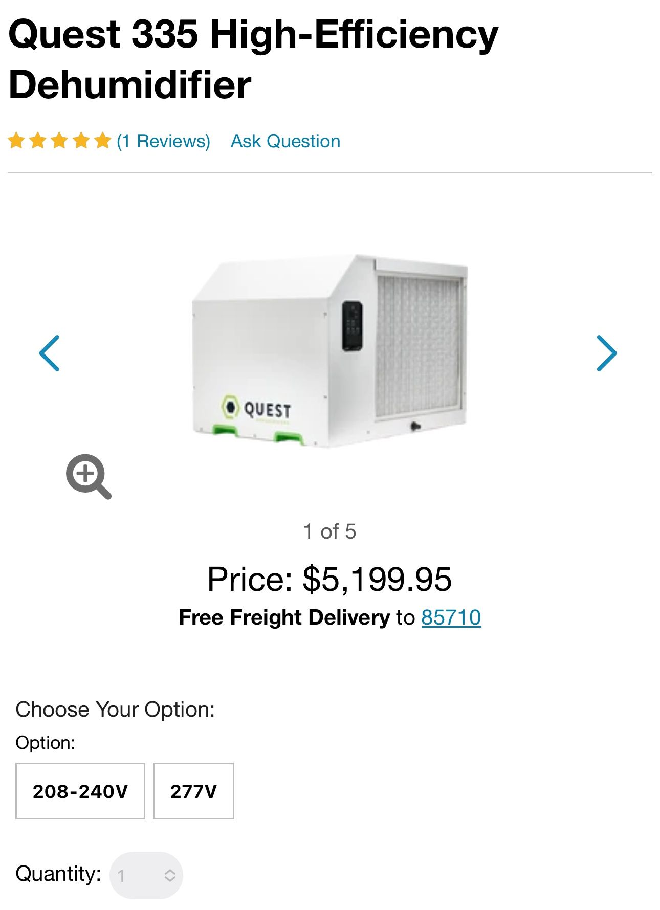 Quest Dehumidifier 335 **Read Below **