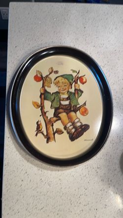 This is a vintage 1982 ARS Edition Hummel "Apple Tree Boy" metal serving tray featuring