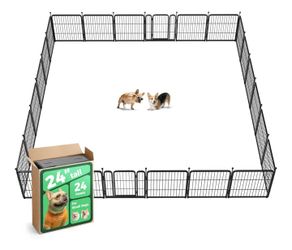 FXW Rollick Unleashed Dog Playpen for Indoor, Yard, RV Camping, 24 inch 24 Panels for Small and Puppy Dogs, Black