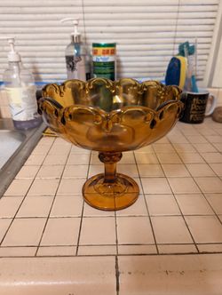 Garland Amber Compote Indiana Glass