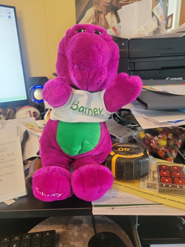 Vintage 12" Original Barney Purple Dinosaur Plush Stuffed 1992