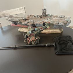 Fish Tank Decor Airplane Warship Decor 
