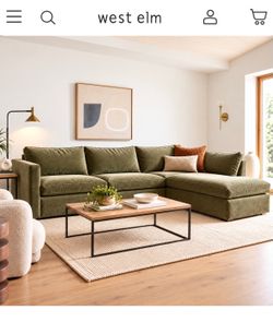 West Elm Harris Sectional Olive Velvet (BRAND NEW)