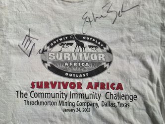 Promotional T-shirt Autographed by 3 of the cast of Survivor Africa