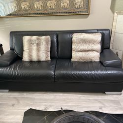 Dania Two Black Leather Sofas- $1,000 For Both Sofas