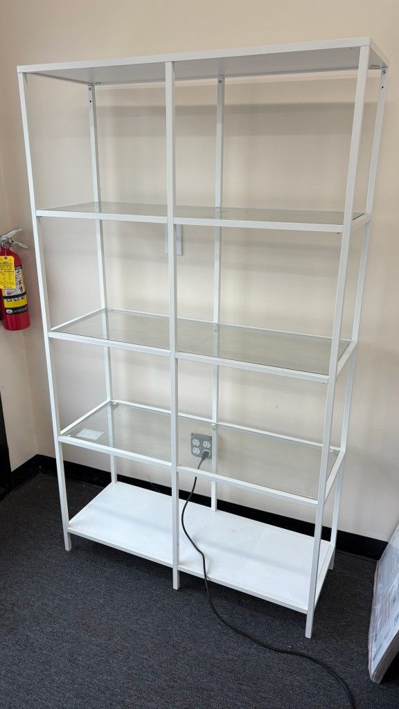 IKEA VITTSJÖ White Glass & Metal Shelf Units – 2 Available