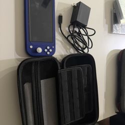 Nintendo Switch Lite - Blue w/ Charger & Case 