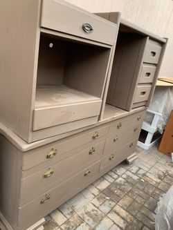 Solid wood dresser mirror desk and night stand