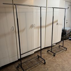 2 Expandable Metal Clothes Racks With Wheels 