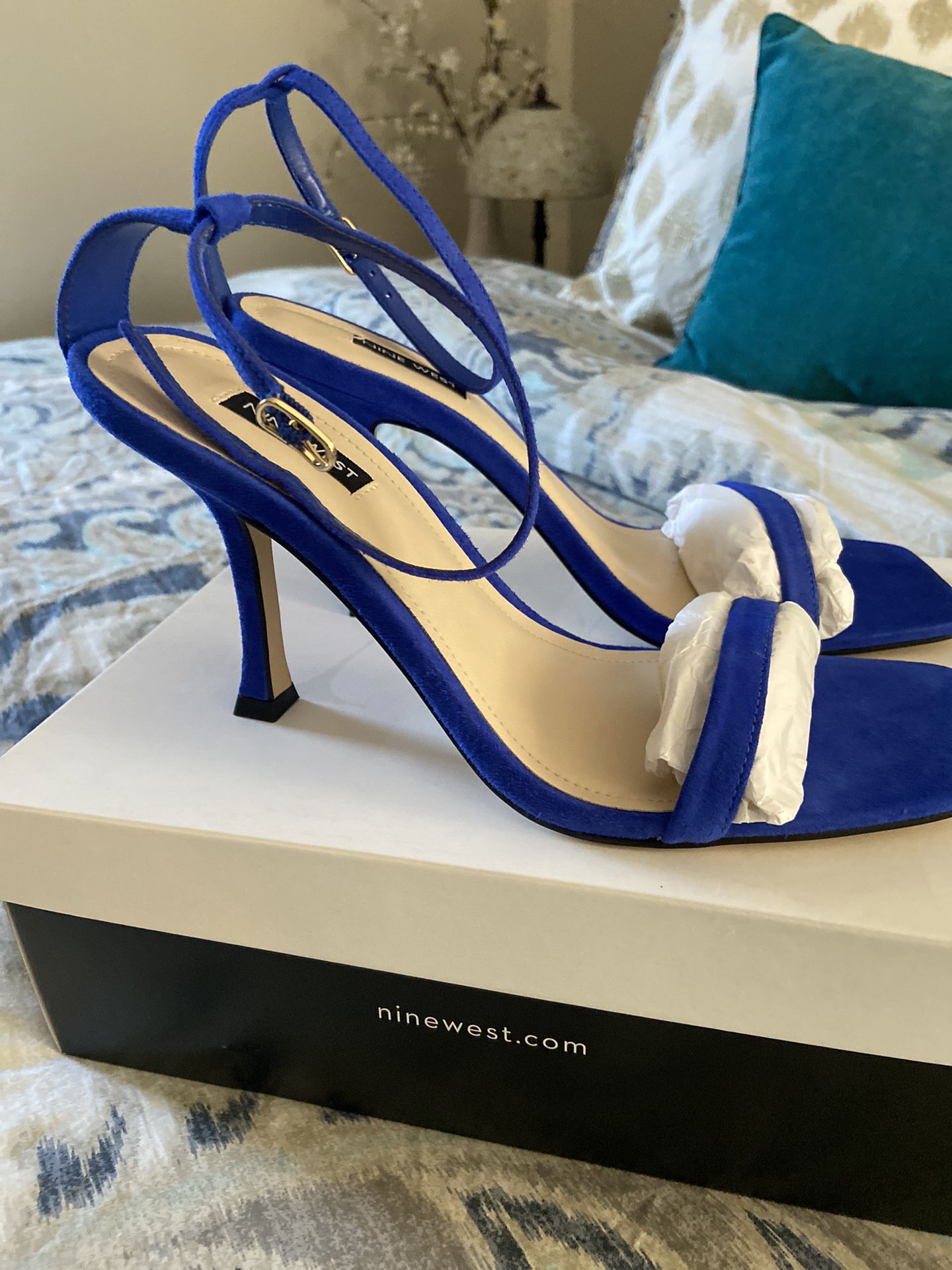 Beautiful Blue Suede Ankle Strap Sandal