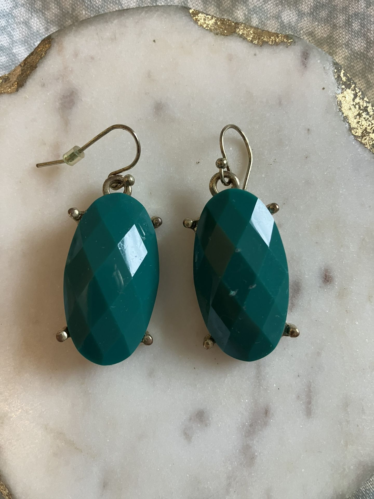 π Deep Turquoise Beveled Drop Earrings