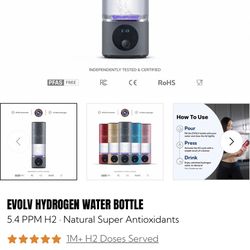Evolv H2GO Hydrogen Water Bottle (only Charged And  Used Twice Just To Try)