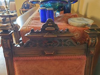 Antique Red Velvet Upholstered Chair