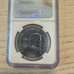 2009 Canada S$5 Vancouver Coin  2010 Olympics NGC MS69 one of 1st struck .9999 Silver