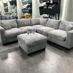 Brand New Plush Soft Corduroy Sectional Set 