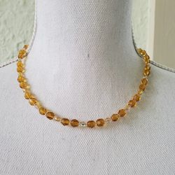 Vintage Amber color acrylic beads Choker Necklace 17" 