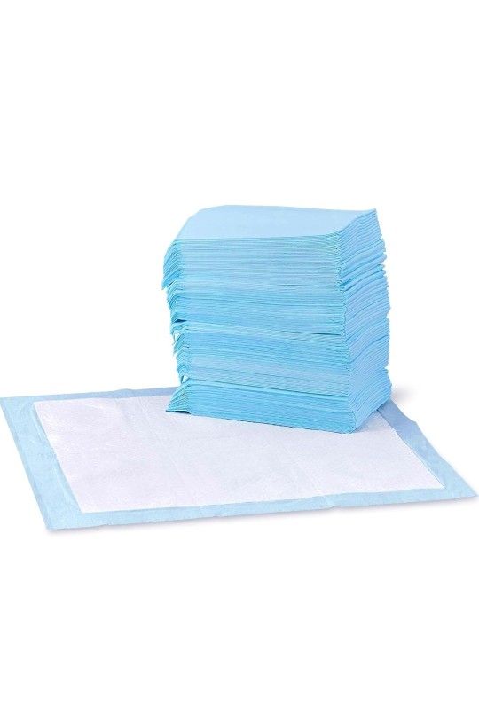 Amazon Basics Dog and Puppy Pee Pads, 5-Layer Leak-Proof Super Absorbent, Quick-Dry Surface, Potty Training, Regular (22x22"), 100 Count, Blue & White
