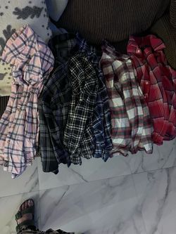 Women Plaid Flannel Button-down Shirt