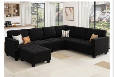Black L-Shaped Sectional Sofa