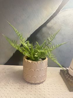 Faux Fern Plant in Decorative Ceramic Pot