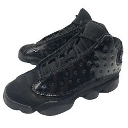 NIKE Youth Air Jordan 13 'Cap & Gown' Black Patent Sneakers Size 4Y #884129-012
