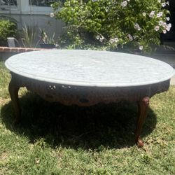Antique Rare Marble And Solid Soon Coffee Table 