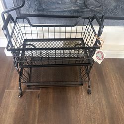 Cottage collectibles black metal two tier cart