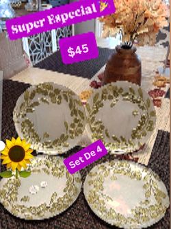 Plato’s Set De 4 Medianos Para Postres Ensaladas Pastel Elegante Cristal Nacarado Princess House Ventas Finales